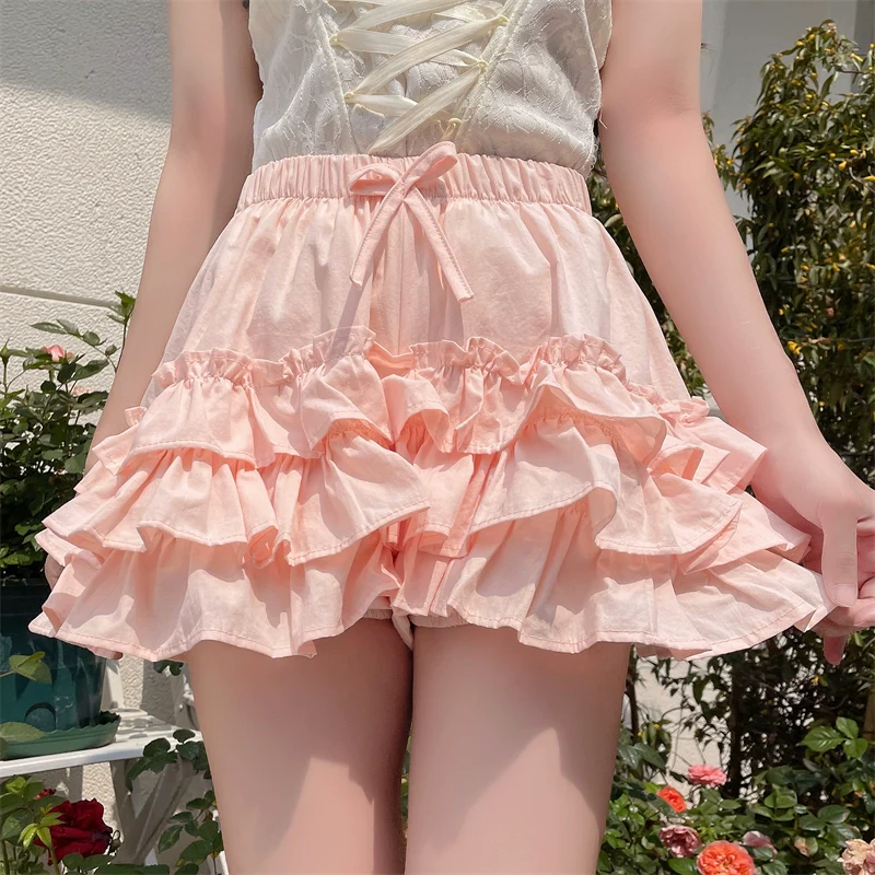 Daily Lolita Bloomers Anti-Exposure Pink Ruffle Safety Shorts - Image 4
