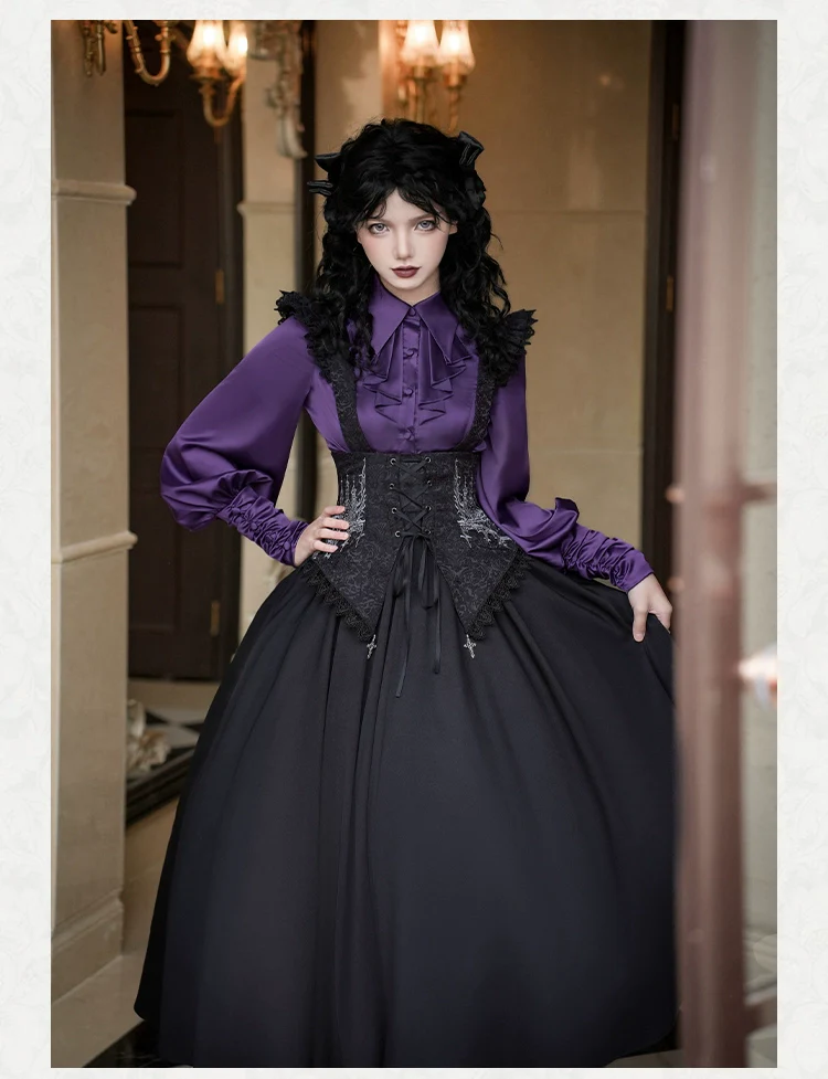With PUJI - Thorny Night - Gothic Lolita Bust-supporting Skirt With Removable&Adjustable Strap - Image 10