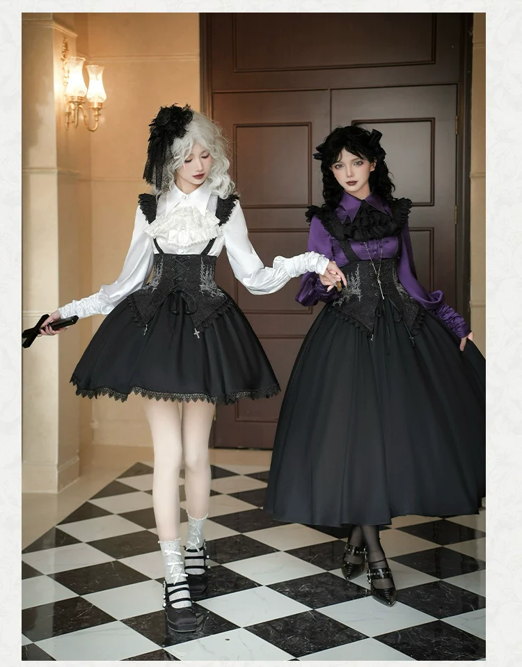 With PUJI - Thorny Night - Gothic Lolita Bust-supporting Skirt With Removable&Adjustable Strap - Image 11