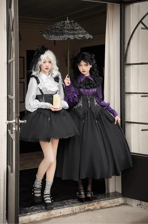 With PUJI - Thorny Night - Gothic Lolita Bust-supporting Skirt With Removable&Adjustable Strap - Image 12