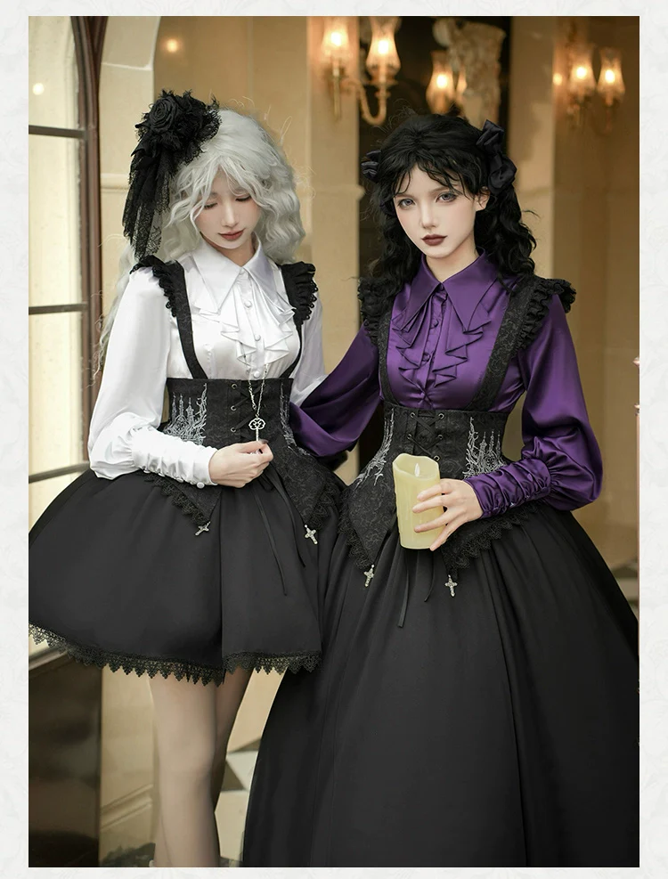 With PUJI - Thorny Night - Gothic Lolita Bust-supporting Skirt With Removable&Adjustable Strap - Image 14