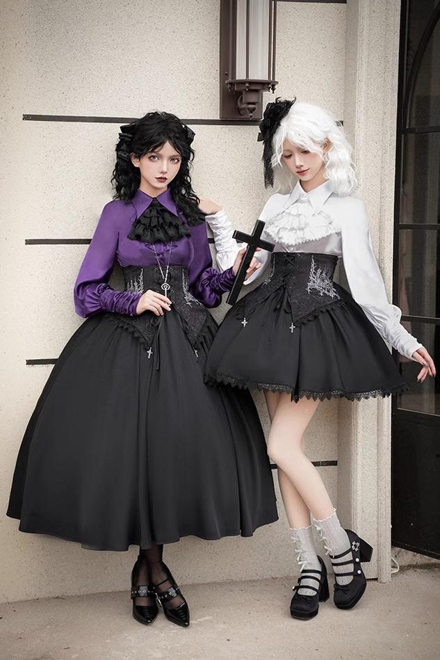 With PUJI - Thorny Night - Gothic Lolita Bust-supporting Skirt With Removable&Adjustable Strap - Image 15