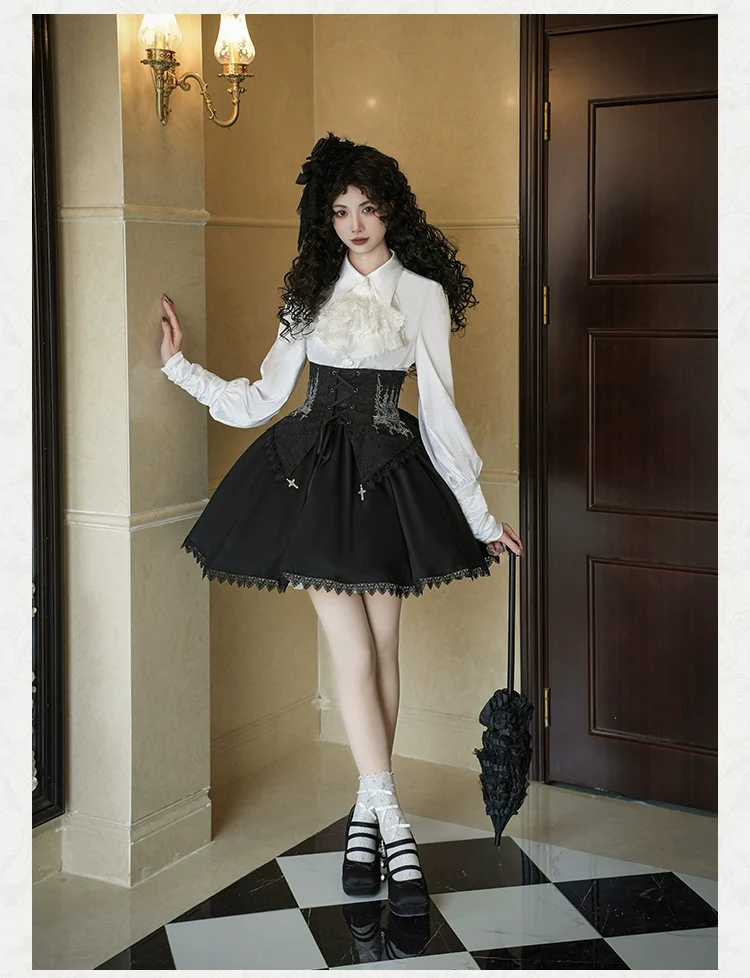 With PUJI - Thorny Night - Gothic Lolita Bust-supporting Skirt With Removable&Adjustable Strap - Image 16