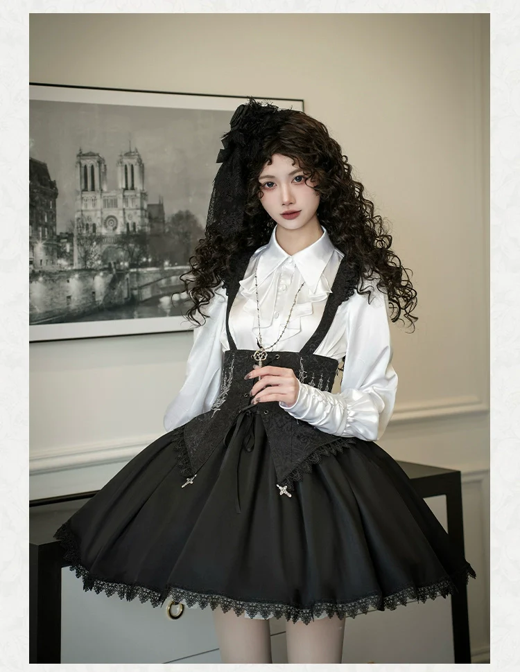 With PUJI - Thorny Night - Gothic Lolita Bust-supporting Skirt With Removable&Adjustable Strap - Image 17
