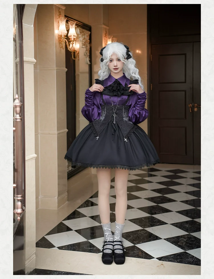 With PUJI - Thorny Night - Gothic Lolita Bust-supporting Skirt With Removable&Adjustable Strap - Image 18