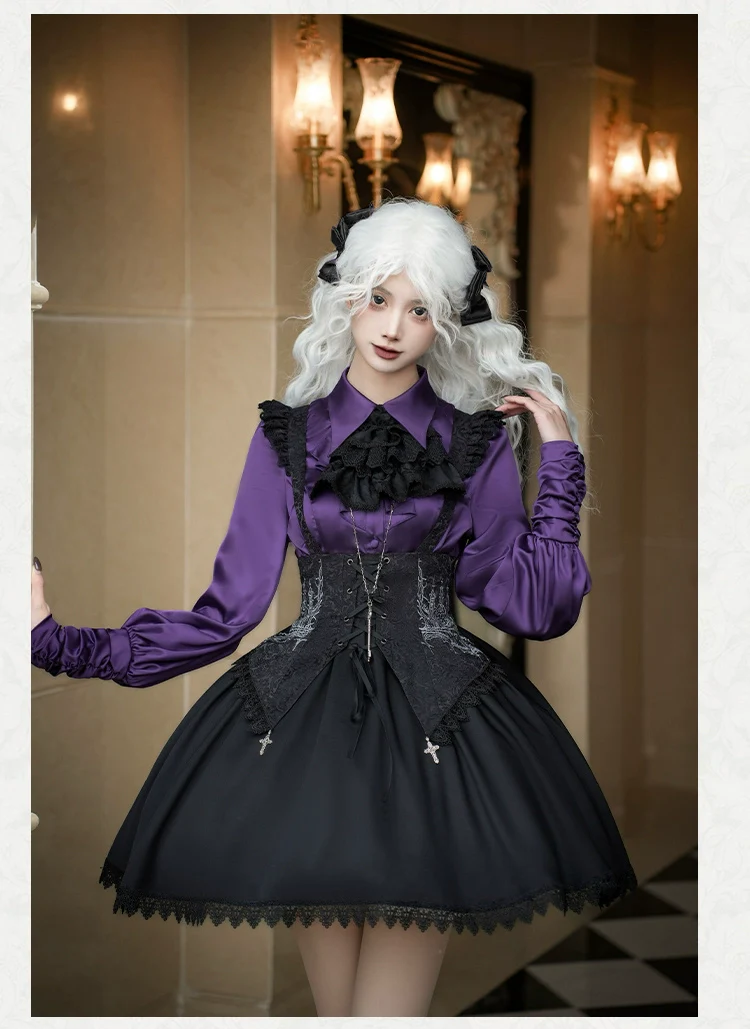 With PUJI - Thorny Night - Gothic Lolita Bust-supporting Skirt With Removable&Adjustable Strap - Image 19
