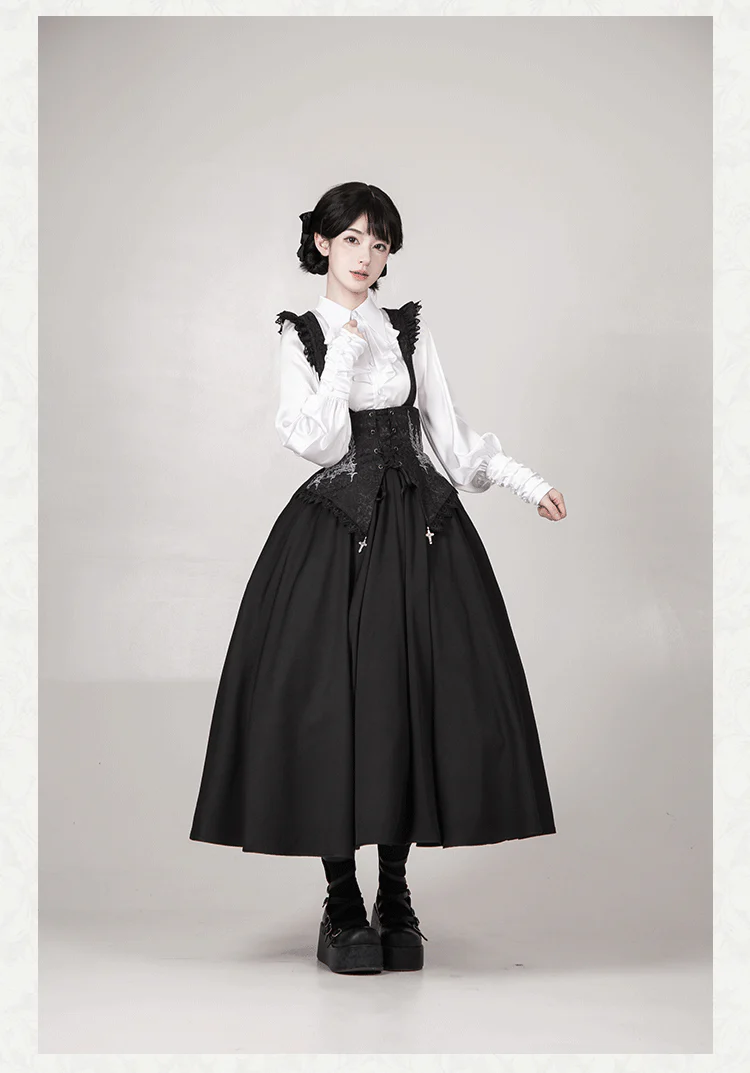 With PUJI - Thorny Night - Gothic Lolita Bust-supporting Skirt With Removable&Adjustable Strap - Image 21