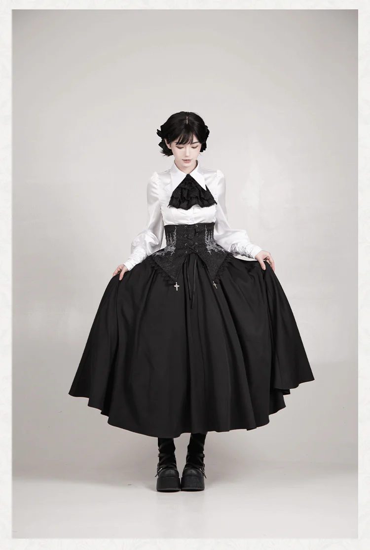 With PUJI - Thorny Night - Gothic Lolita Bust-supporting Skirt With Removable&Adjustable Strap - Image 23