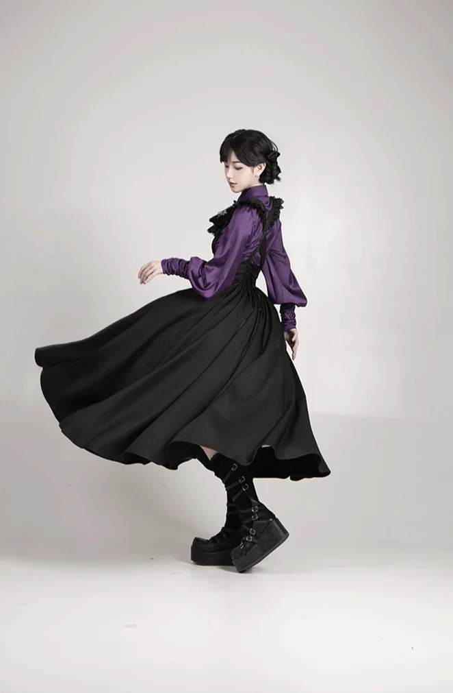 With PUJI - Thorny Night - Gothic Lolita Bust-supporting Skirt With Removable&Adjustable Strap - Image 25