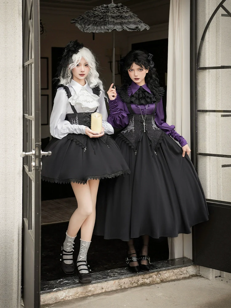 With PUJI - Thorny Night - Gothic Lolita Bust-supporting Skirt With Removable&Adjustable Strap - Image 3