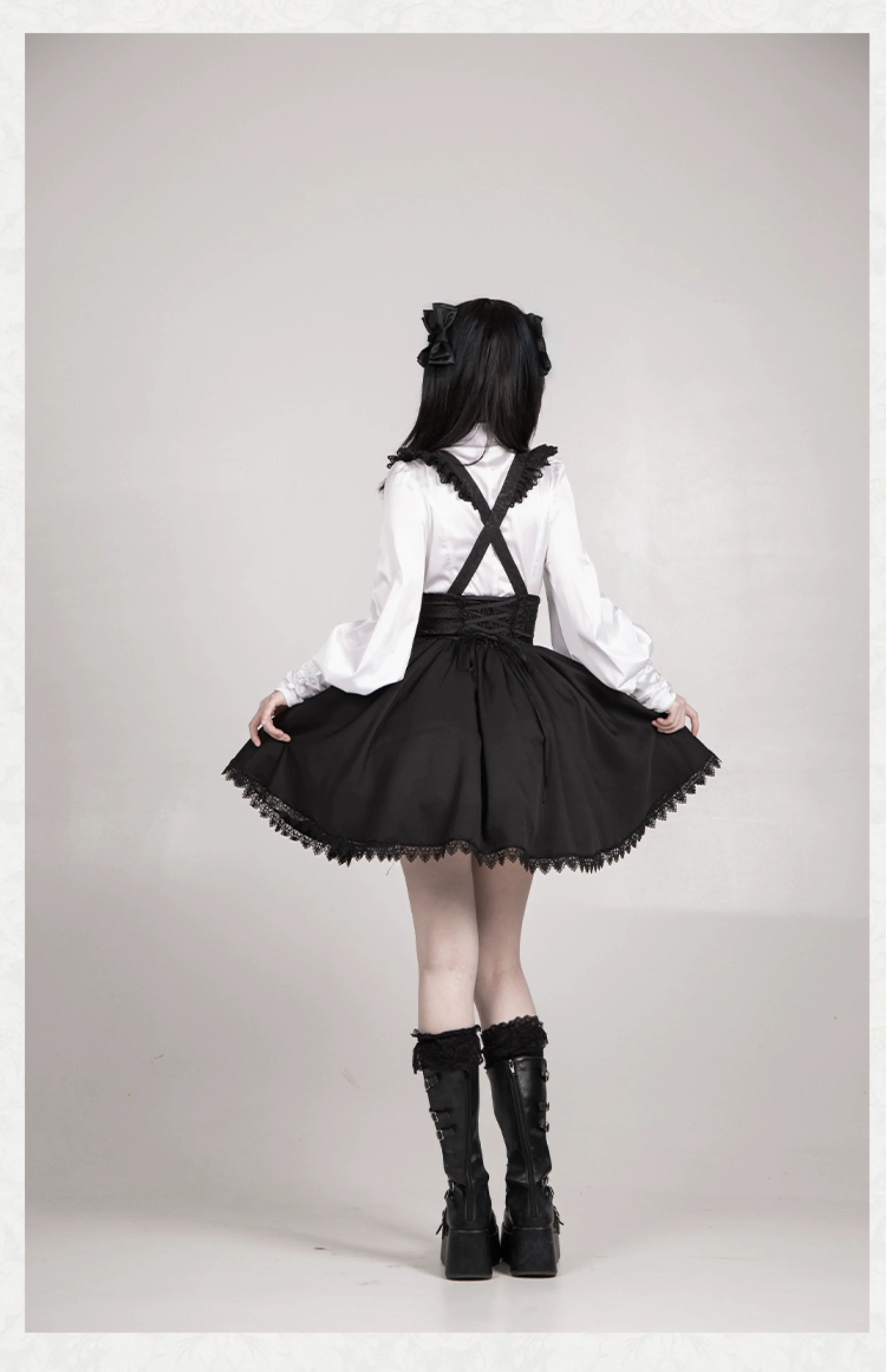 With PUJI - Thorny Night - Gothic Lolita Bust-supporting Skirt With Removable&Adjustable Strap - Image 30