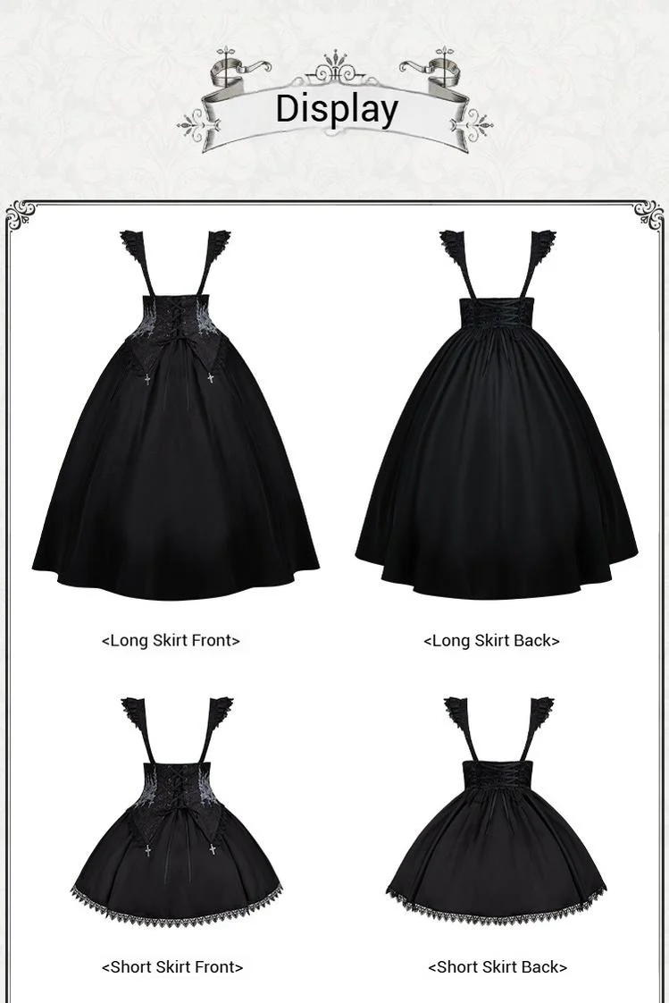 With PUJI - Thorny Night - Gothic Lolita Bust-supporting Skirt With Removable&Adjustable Strap - Image 31