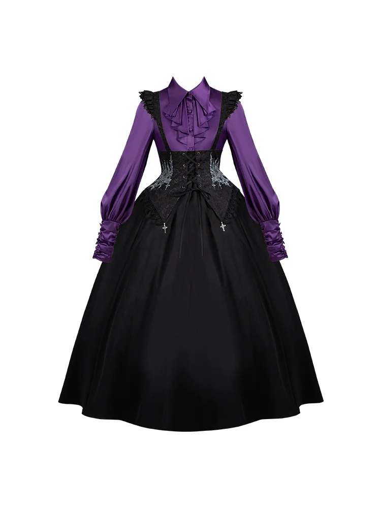 With PUJI - Thorny Night - Gothic Lolita Bust-supporting Skirt With Removable&Adjustable Strap - Image 35