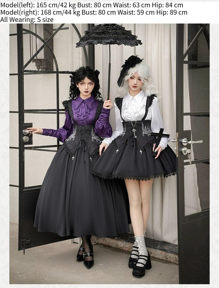With PUJI - Thorny Night - Gothic Lolita Bust-supporting Skirt With Removable&Adjustable Strap - Image 4