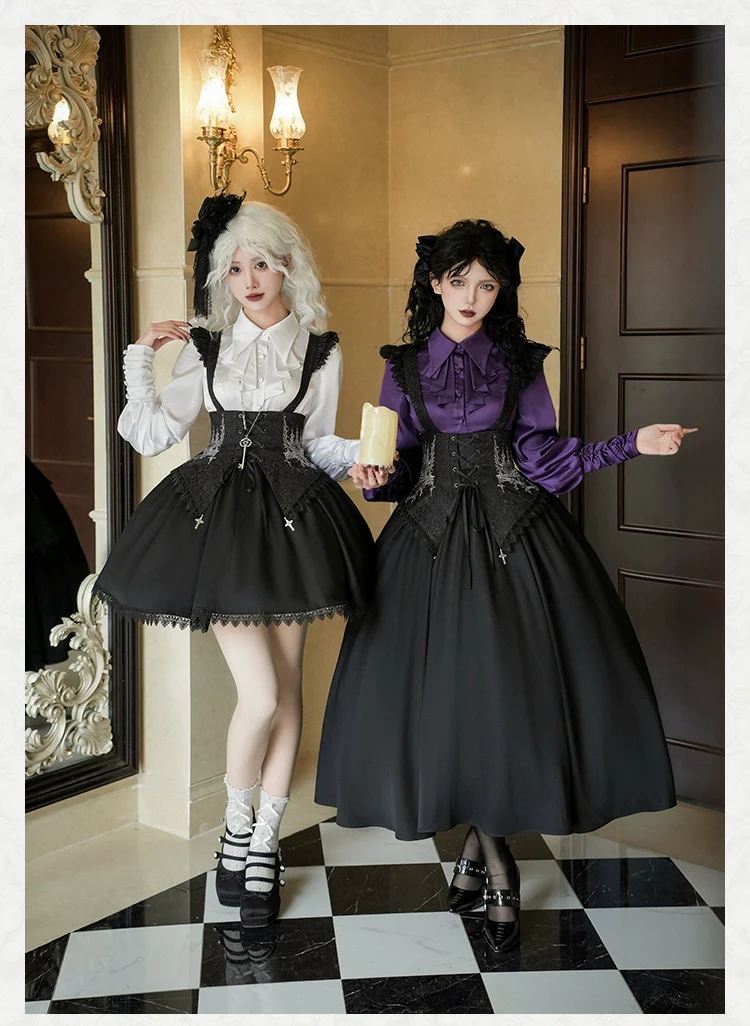 With PUJI - Thorny Night - Gothic Lolita Bust-supporting Skirt With Removable&Adjustable Strap - Image 5