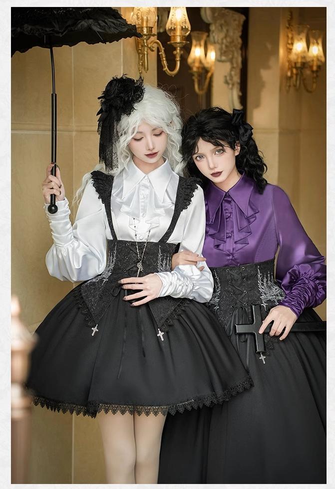 With PUJI - Thorny Night - Gothic Lolita Bust-supporting Skirt With Removable&Adjustable Strap - Image 7