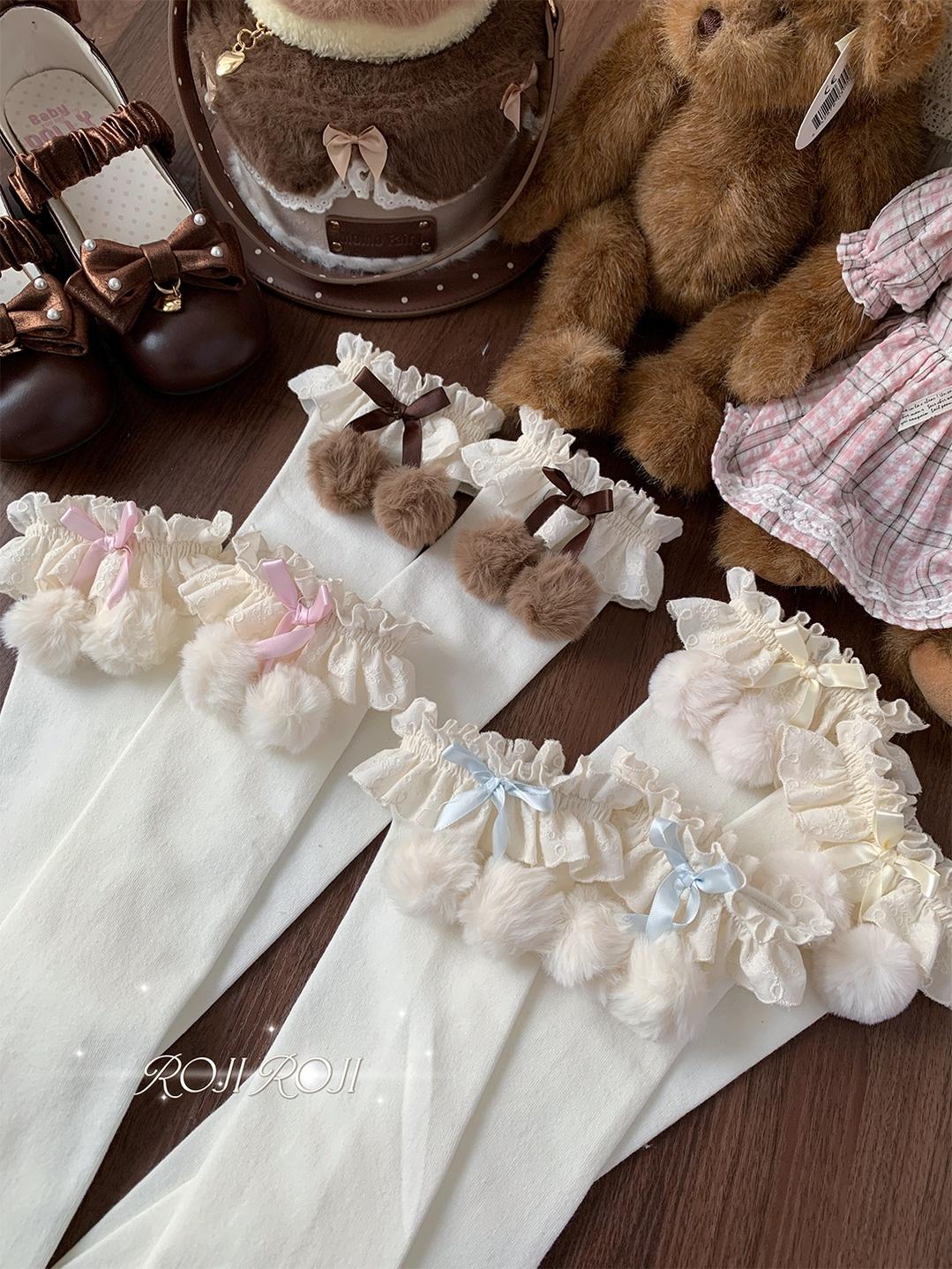 Roji Roji - Lolita Calf & Over-Knee Socks, Pom-Pom Accents - Image 12