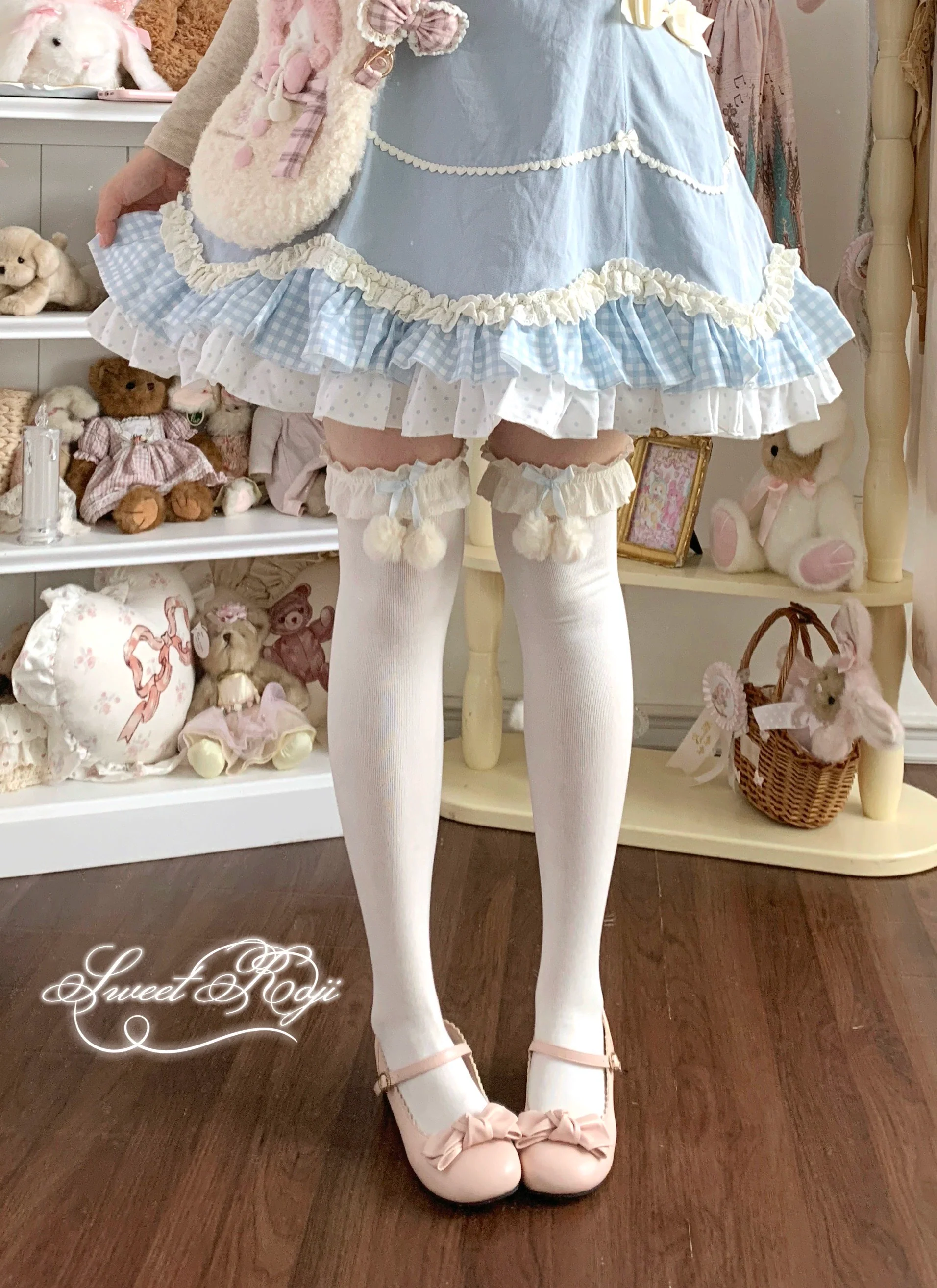 Roji Roji - Lolita Calf & Over-Knee Socks, Pom-Pom Accents - Image 6