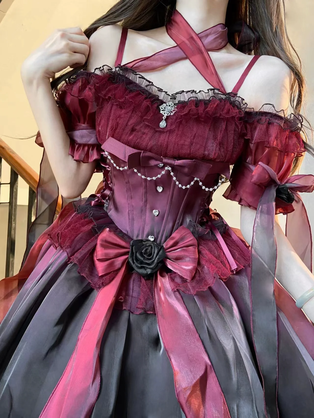 Meowing and fruity - Elegant Lolita Gorgeous Trailing With Large Hem & Shoulder Strap - Image 10