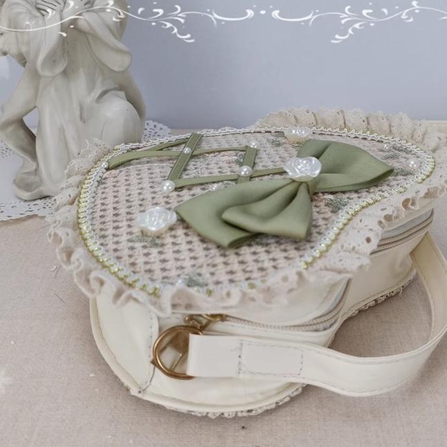 Sweet Lolita Handbag Handmade Woven Heart Shape Crossbody Bag - Image 7