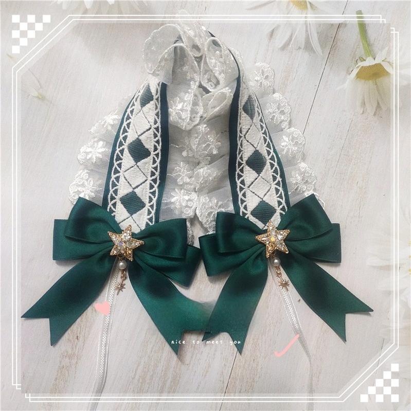 MoXiaoqing Handmade - Elegant Lolita HeaddressDark Green Butterfly Hair Accessory Choker - Image 13
