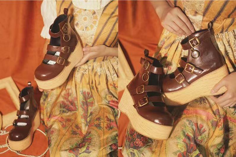 MODO - Retro Lolita Platform Shoes Round Toe Thick Sole - Image 10