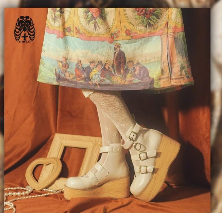 MODO - Retro Lolita Platform Shoes Round Toe Thick Sole - Image 12
