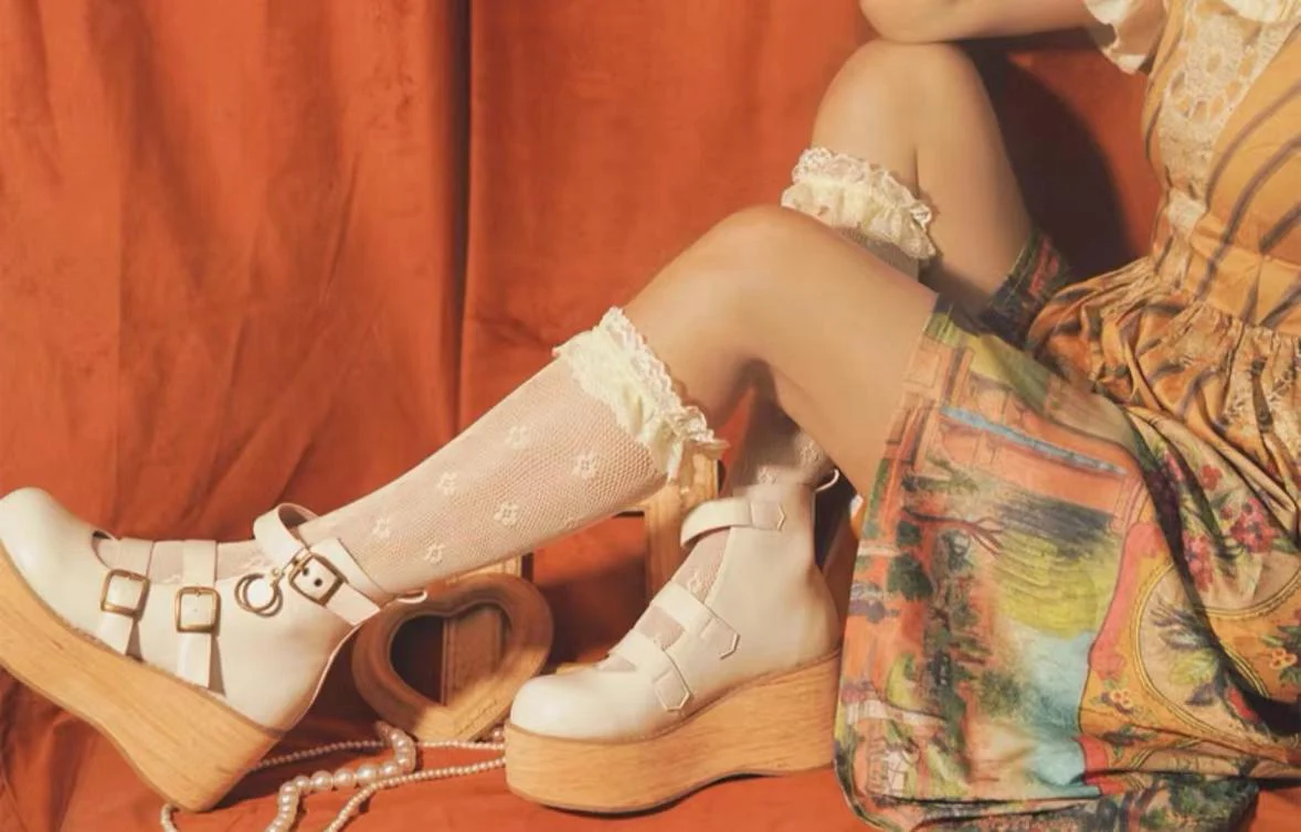 MODO - Retro Lolita Platform Shoes Round Toe Thick Sole - Image 15