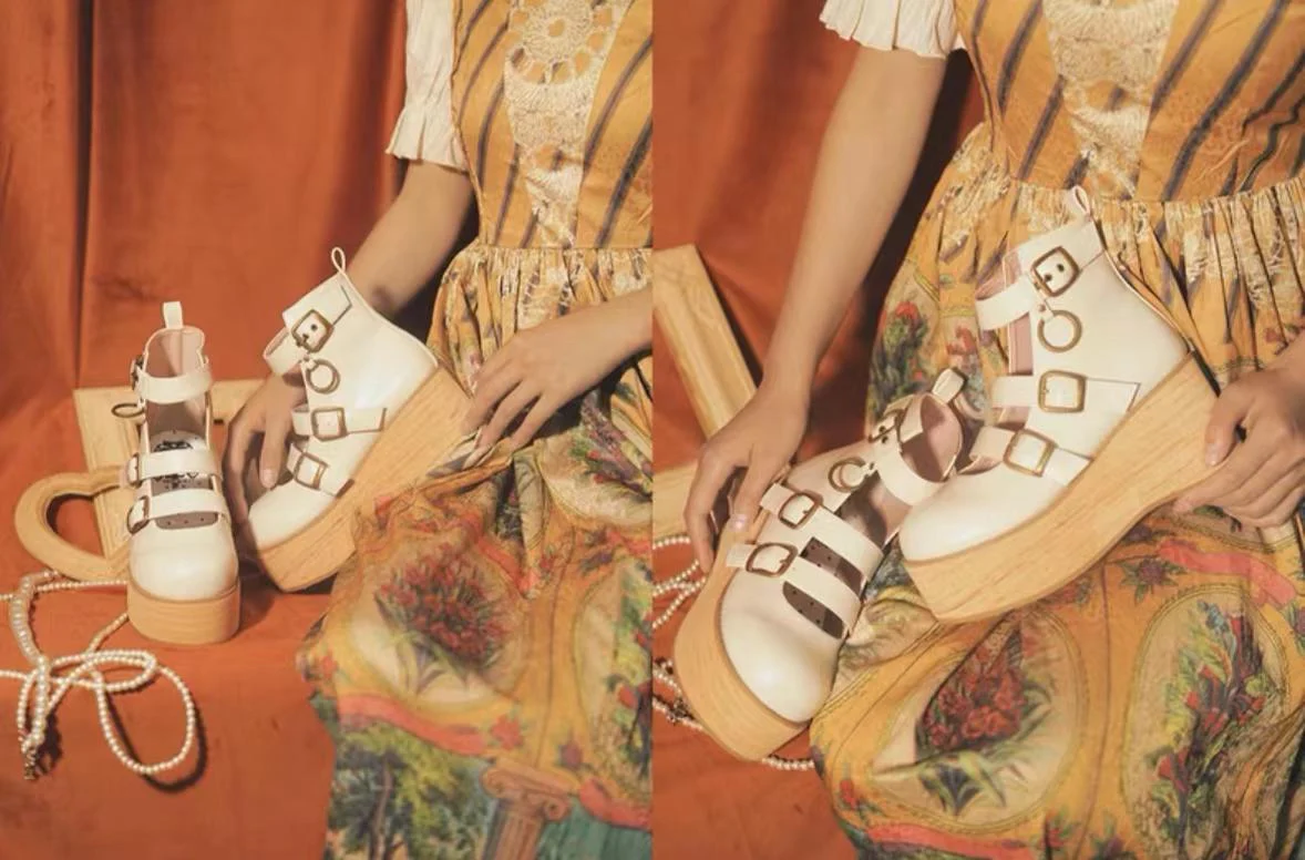 MODO - Retro Lolita Platform Shoes Round Toe Thick Sole - Image 16