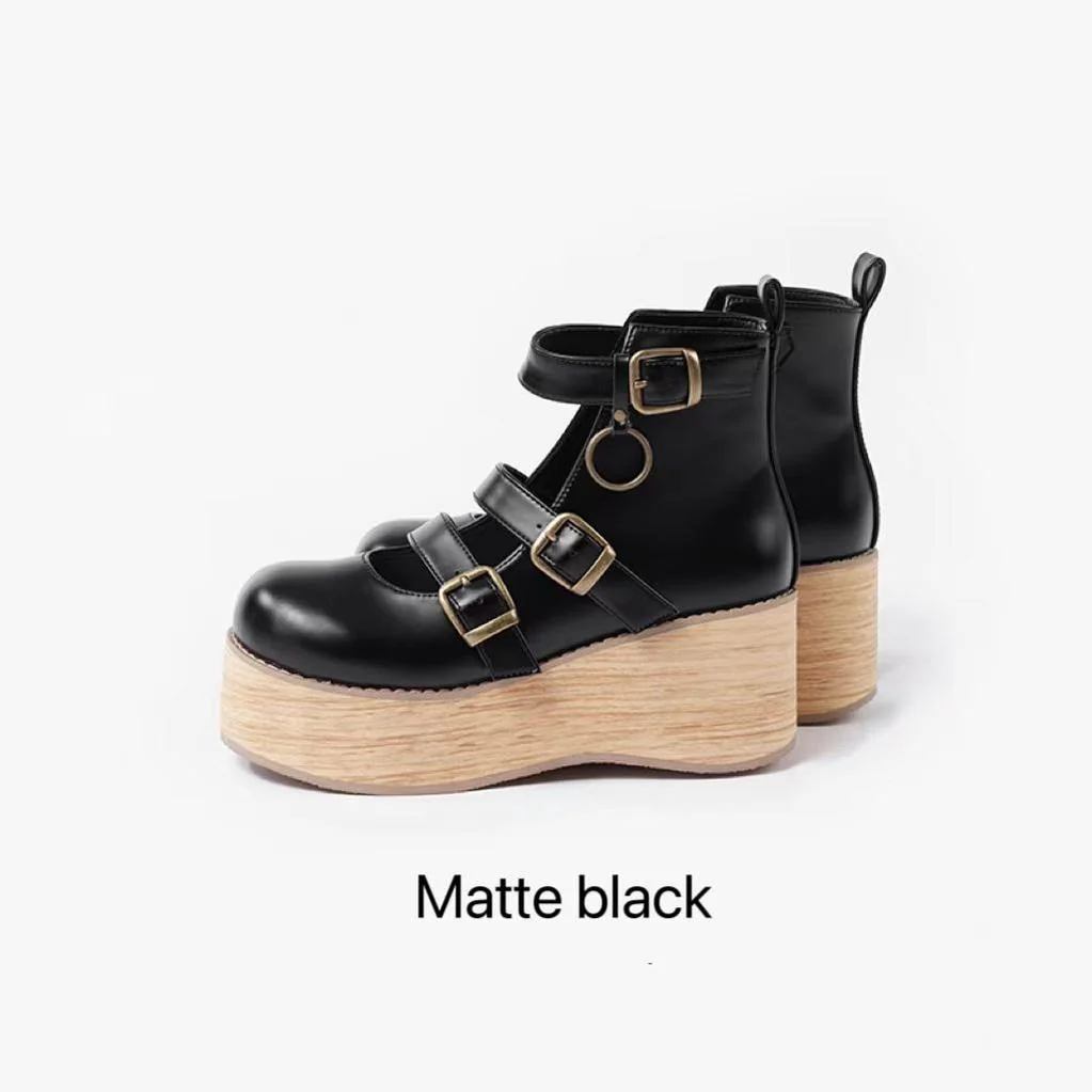 MODO - Retro Lolita Platform Shoes Round Toe Thick Sole - Image 17