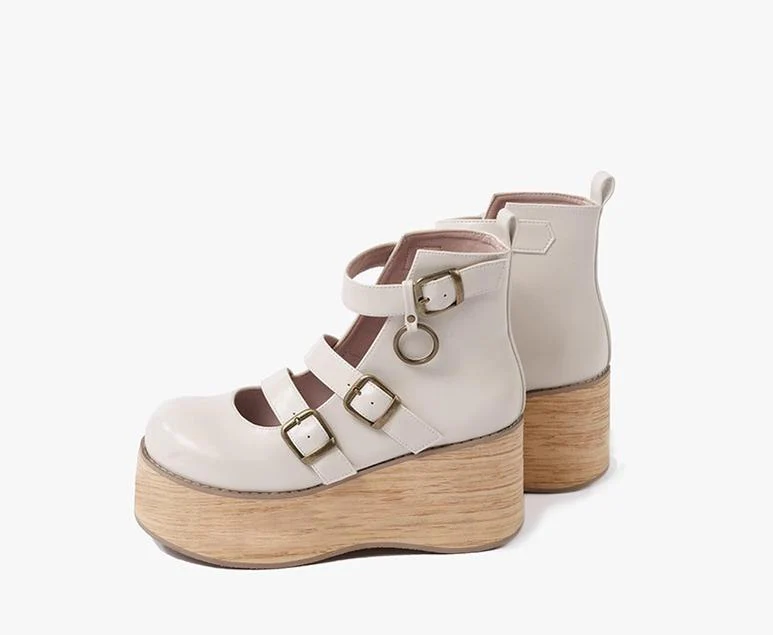 MODO - Retro Lolita Platform Shoes Round Toe Thick Sole - Image 19