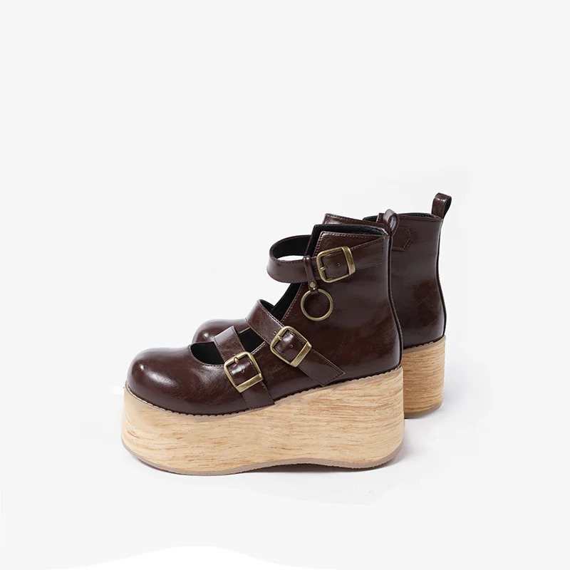 MODO - Retro Lolita Platform Shoes Round Toe Thick Sole - Image 20