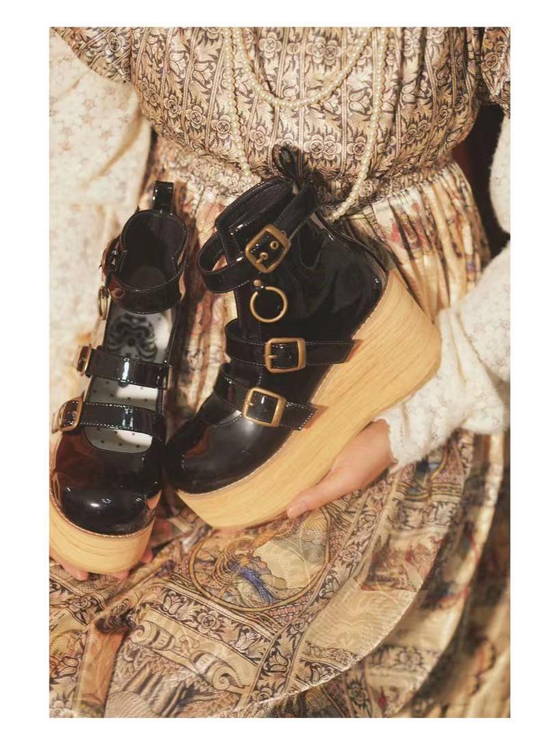 MODO - Retro Lolita Platform Shoes Round Toe Thick Sole - Image 4