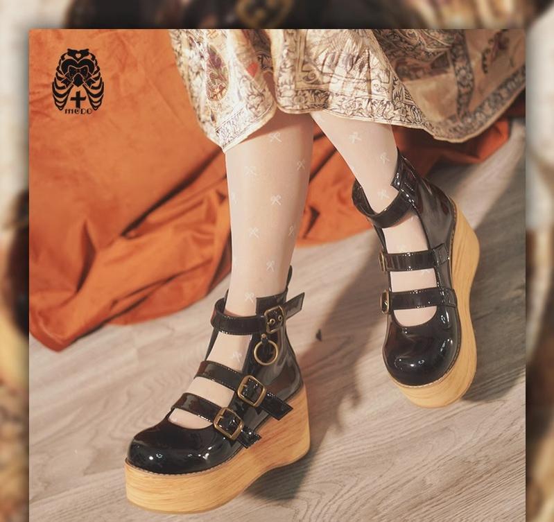 MODO - Retro Lolita Platform Shoes Round Toe Thick Sole - Image 7
