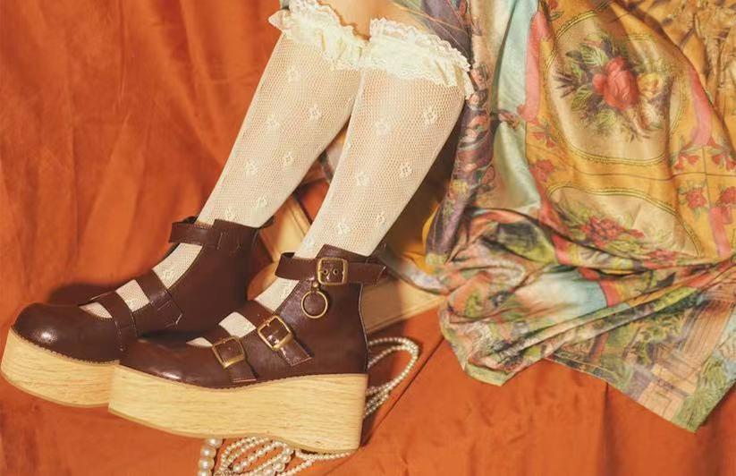 MODO - Retro Lolita Platform Shoes Round Toe Thick Sole - Image 9