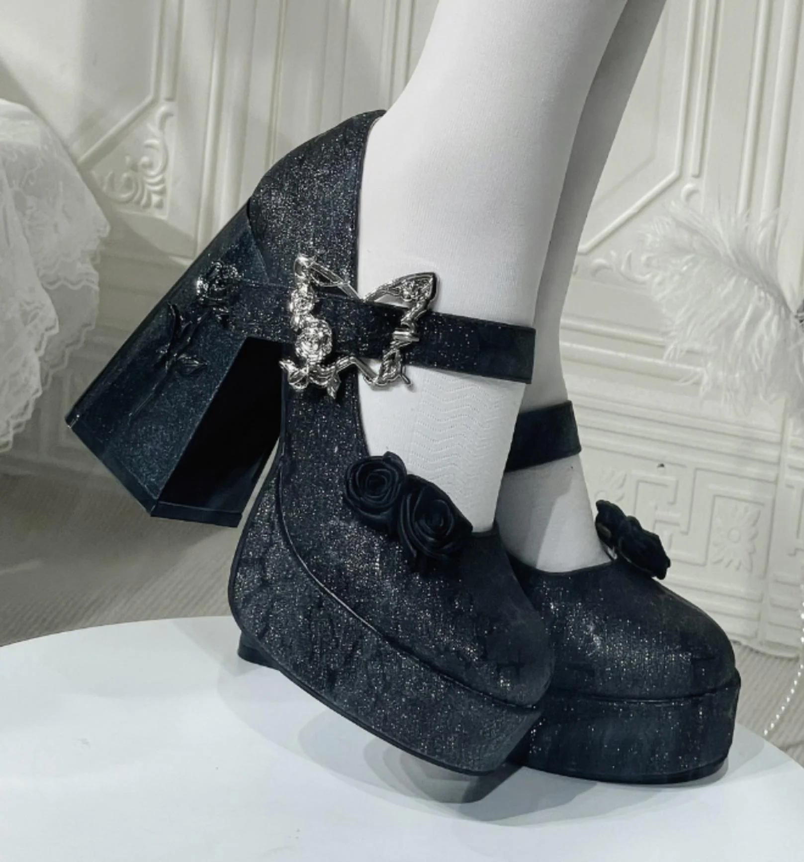 Dreamland - Cyclic Wonders - Elegant Lolita High Platform Shoes with Butterfly and Rose Details - Image 11