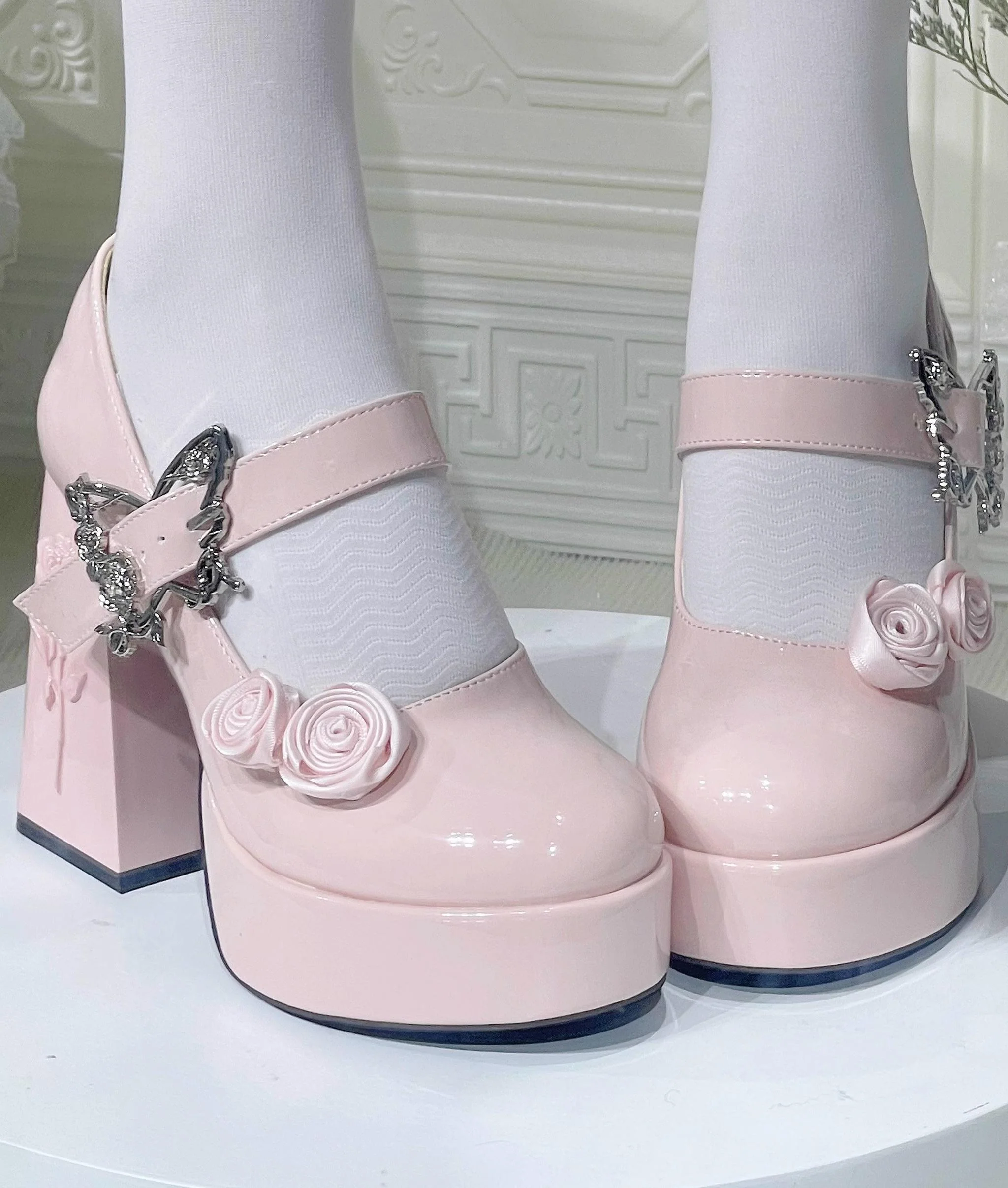 Dreamland - Cyclic Wonders - Elegant Lolita High Platform Shoes with Butterfly and Rose Details - Image 2