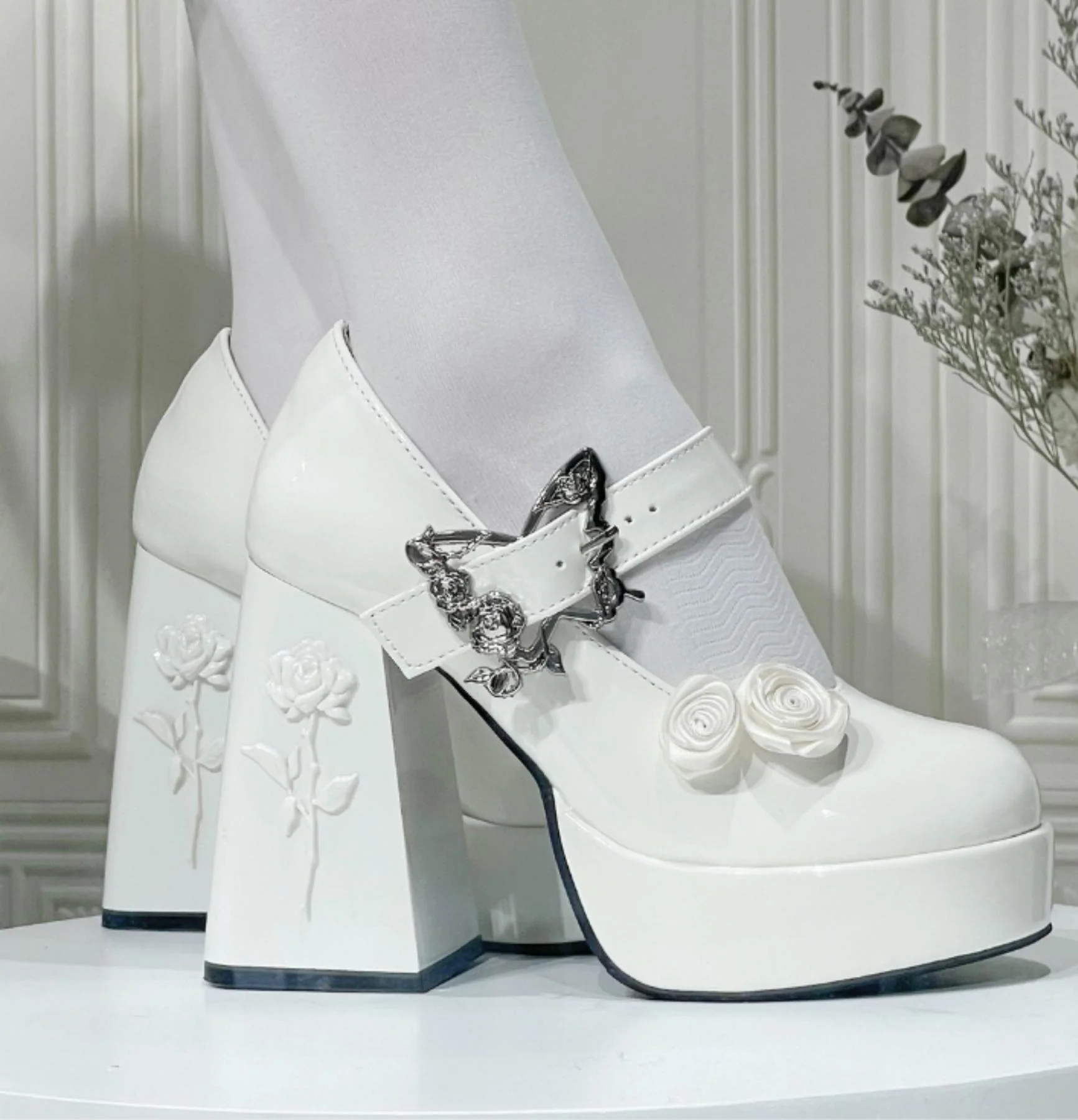 Dreamland - Cyclic Wonders - Elegant Lolita High Platform Shoes with Butterfly and Rose Details - Image 7