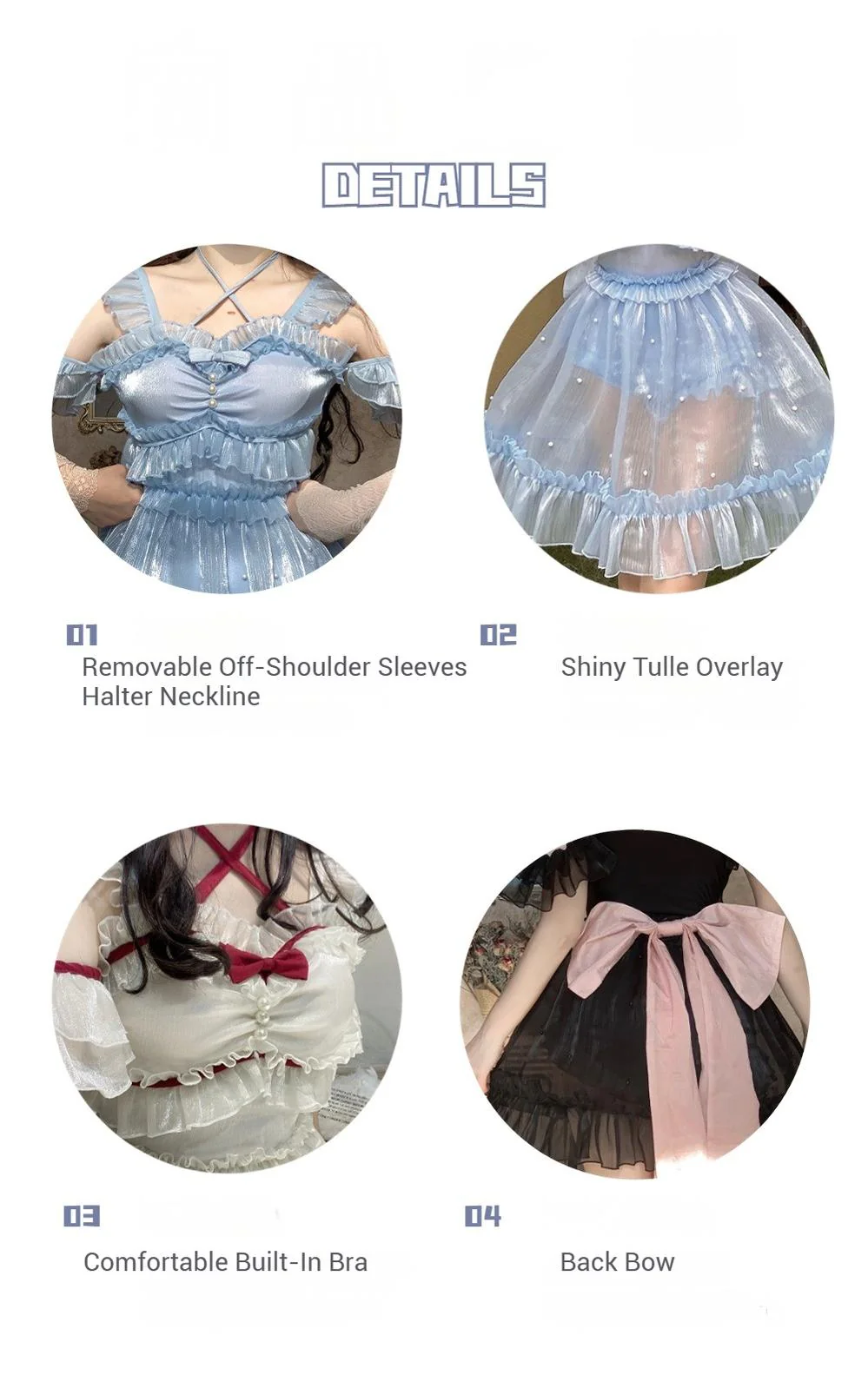 Mermaid - Lolita Inspired Swimsuit with Tulle Overlay and Trailing - Image 16