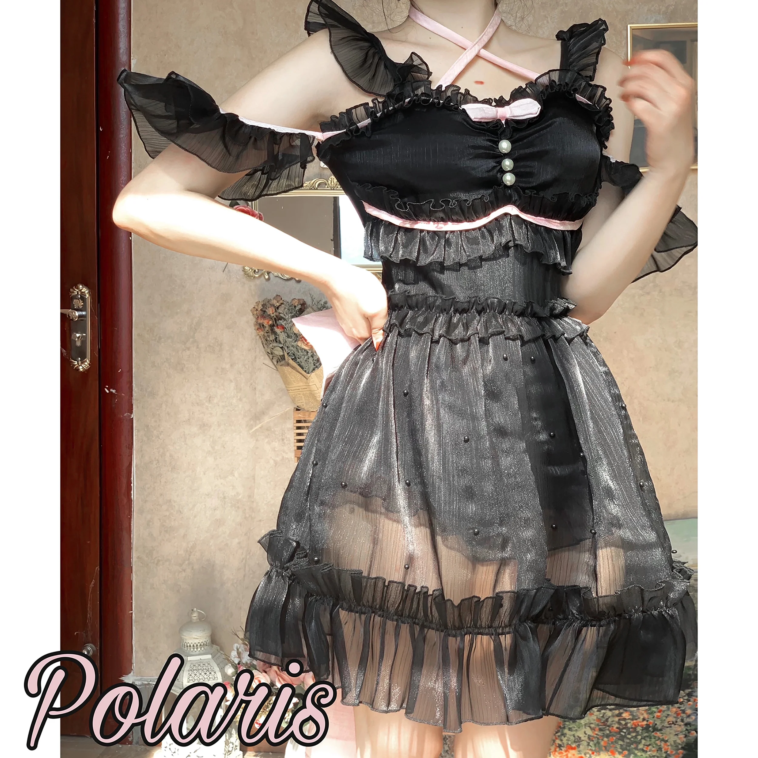 Mermaid - Lolita Inspired Swimsuit with Tulle Overlay and Trailing - Image 3