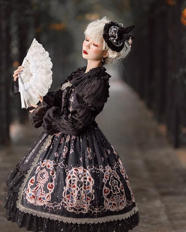 Cheese Cocoa - Star Drop Ceremony - Elegant Lolita JSK Printing Open Front Dress and Blouse Set - Image 11