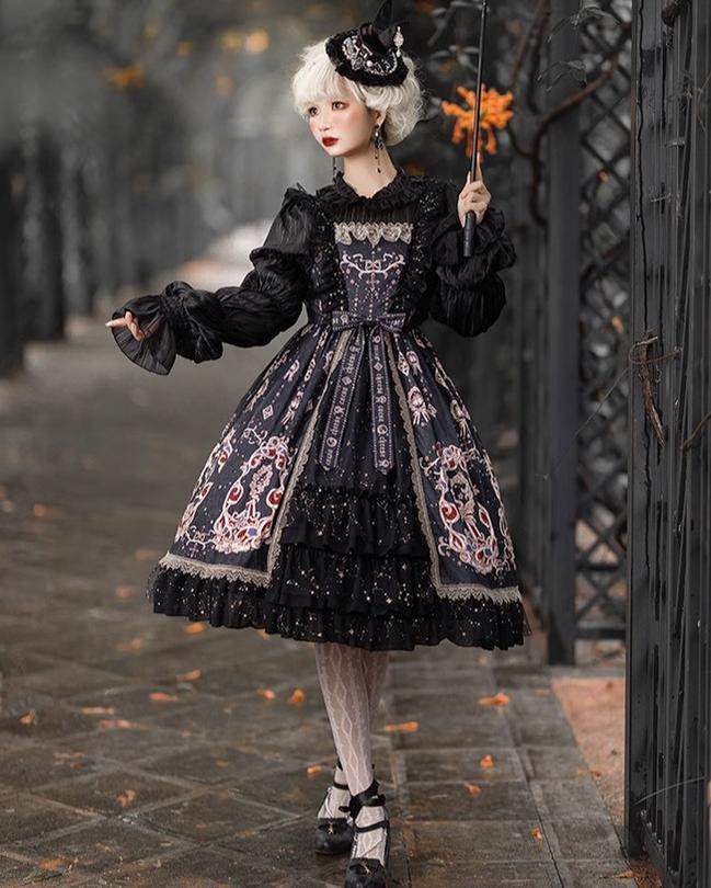 Cheese Cocoa - Star Drop Ceremony - Elegant Lolita JSK Printing Open Front Dress and Blouse Set - Image 12