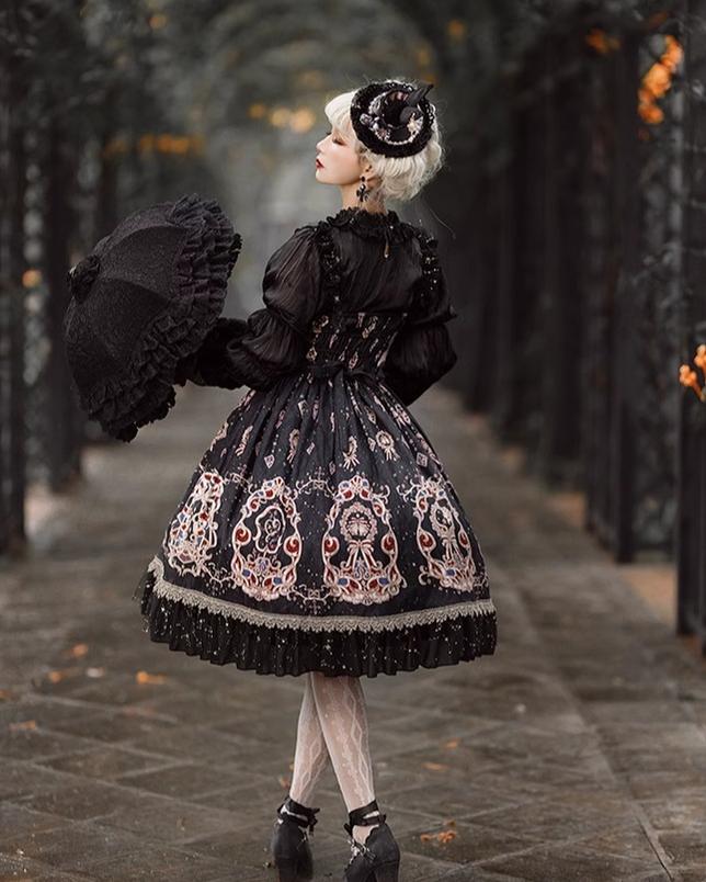 Cheese Cocoa - Star Drop Ceremony - Elegant Lolita JSK Printing Open Front Dress and Blouse Set - Image 15