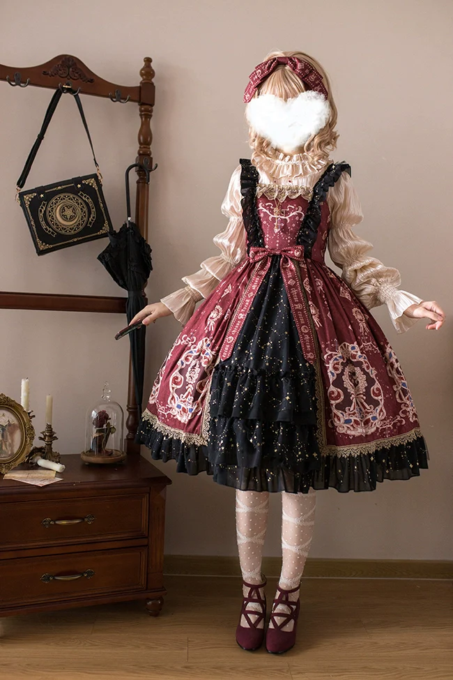 Cheese Cocoa - Star Drop Ceremony - Elegant Lolita JSK Printing Open Front Dress and Blouse Set - Image 5