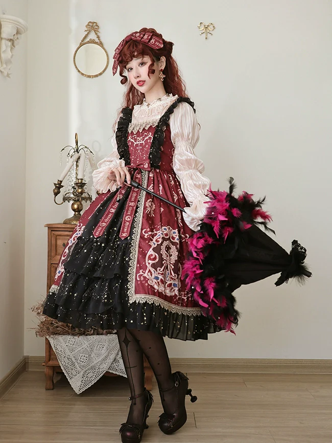 Cheese Cocoa - Star Drop Ceremony - Elegant Lolita JSK Printing Open Front Dress and Blouse Set - Image 9
