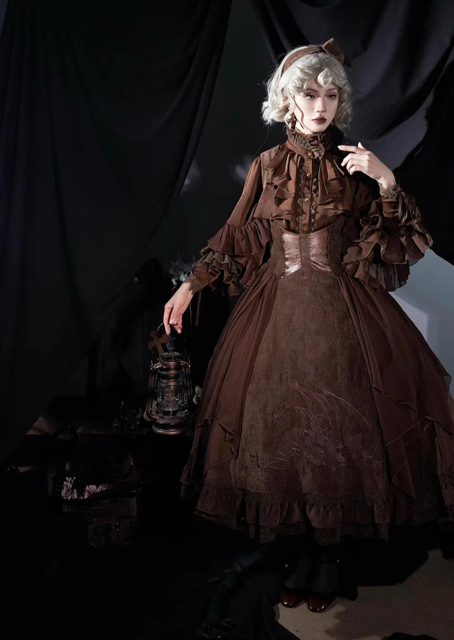 Dragon Bone Cemetery - Gothic Lolita JSK Set with Dragon and Snake Skeleton Embroidery - Image 15