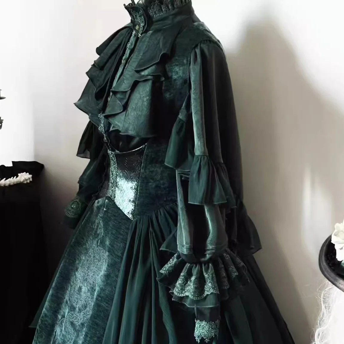 Dragon Bone Cemetery - Gothic Lolita JSK Set with Dragon and Snake Skeleton Embroidery - Image 24