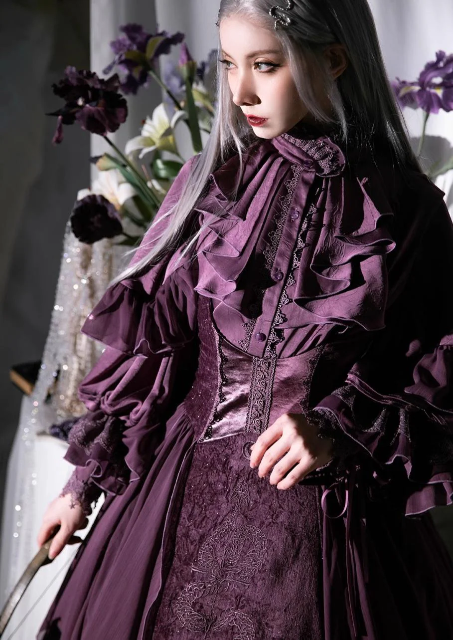 Dragon Bone Cemetery - Gothic Lolita JSK Set with Dragon and Snake Skeleton Embroidery - Image 5