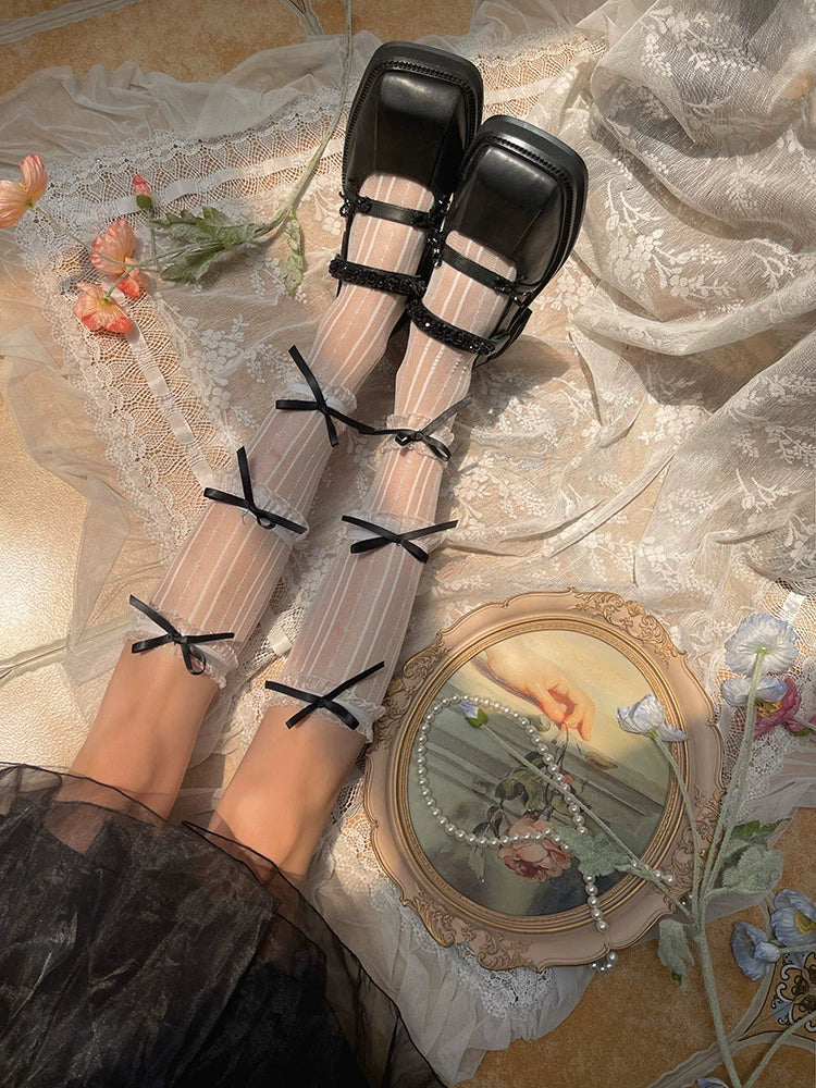 Sweet Lolita Mid-Calf Socks 3-Layer Lace Mesh Fairy Thin Socks - Image 6