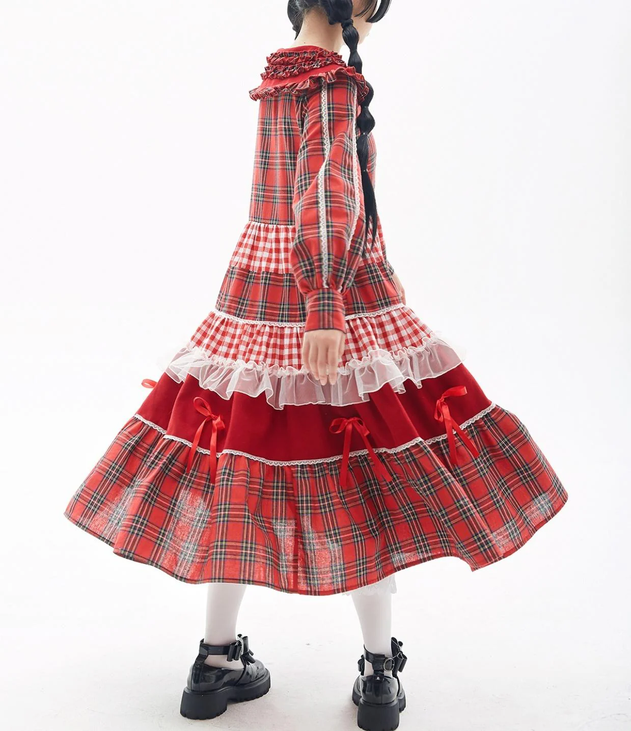 SOS MEME CLUB - Vintage Lolita OP Dress Red Lolita Plaid Dress for Spring Summer - Image 18